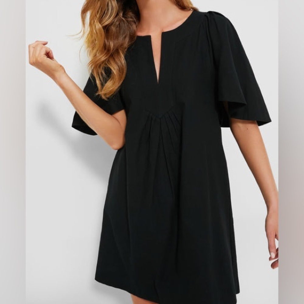 Tuckernuck Pomander Place Finley Black Flutter Short Sleeve Mini Dress Small